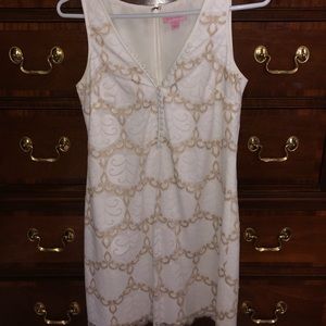 Lily Pulitzer white and gold lace shift dress